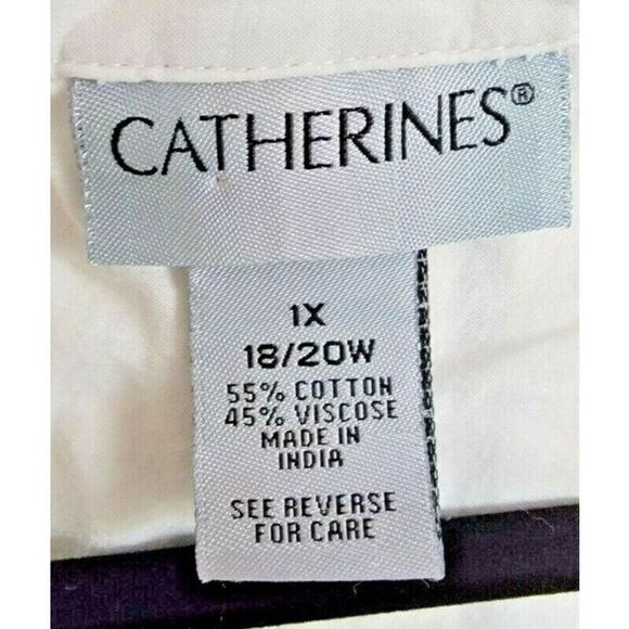 Catherine's Women's Plus Size 1X Blue White Blouse Short Sleeve Gradient - Picture 3 of 6